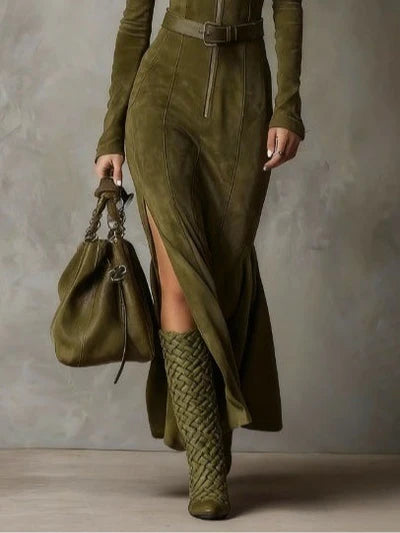 Vestido largo de ante - Alejandra