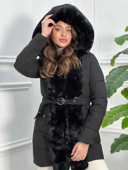 Chaqueta con cinturón y ecofour extraíble