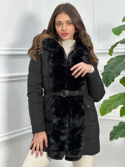 Chaqueta con cinturón y ecofour extraíble