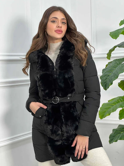 Chaqueta con cinturón y ecofour extraíble